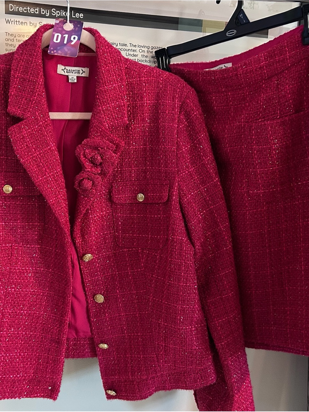Nanette Lepore Fuchsia Tweed Blazer & Skirt Set